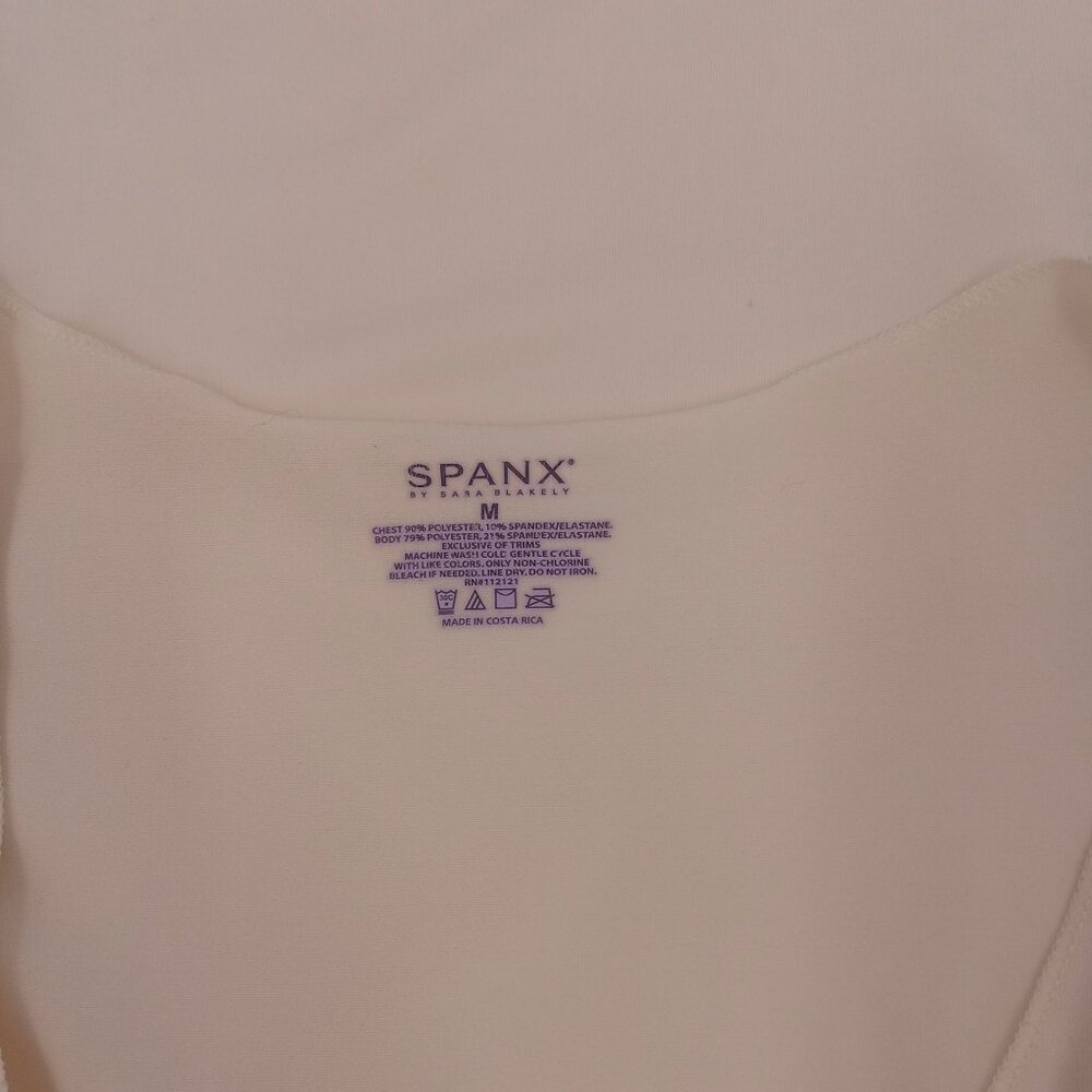 Spanx Beige Shapewear Tank Top Lace Inset M Sleeveless Scoop Neck Stretch - Picture 7 of 8